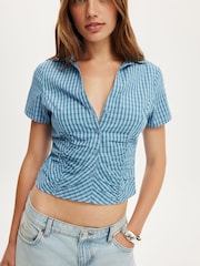 Cotton On Green Maya Rouched Shirt - Image 3 of 4