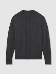 Reiss Charcoal Grey Stoke Wool-Cashmere Jersey-Knit Cardigan - Image 2 of 6