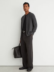 Reiss Charcoal Grey Stoke Wool-Cashmere Jersey-Knit Cardigan - Image 4 of 6