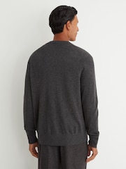 Reiss Charcoal Grey Stoke Wool-Cashmere Jersey-Knit Cardigan - Image 5 of 6