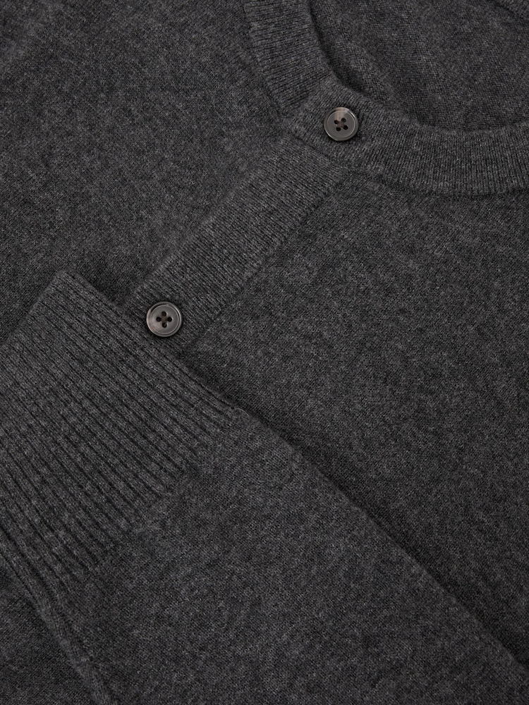 Reiss Charcoal Grey Stoke Wool-Cashmere Jersey-Knit Cardigan - Image 6 of 6 Reiss Charcoal Grey Stoke Wool-Cashmere Jersey-Knit Cardigan - Image 6 of 6