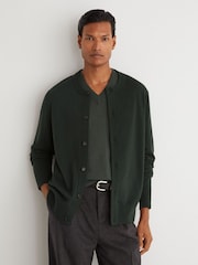 Reiss Forest Green Stoke Wool-Cashmere Jersey-Knit Cardigan - Image 1 of 6