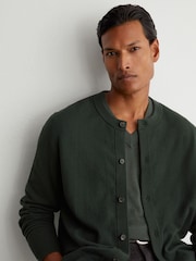 Reiss Forest Green Stoke Wool-Cashmere Jersey-Knit Cardigan - Image 3 of 6