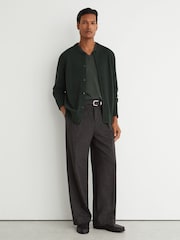 Reiss Forest Green Stoke Wool-Cashmere Jersey-Knit Cardigan - Image 4 of 6