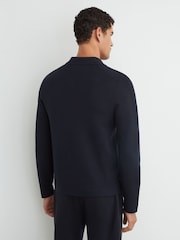 Reiss Navy Fleetwood Twin-Pocket Concealed-Placket Knitted Jacket - Image 5 of 7