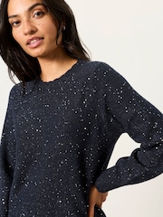 FatFace Skylar Navy Petite Knitted Dress - Image 3 of 7