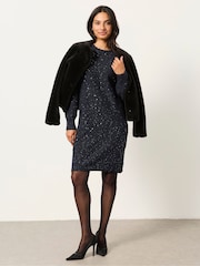 FatFace Skylar Navy Petite Knitted Dress - Image 4 of 7