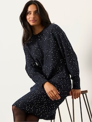 FatFace Skylar Navy Petite Knitted Dress - Image 5 of 7