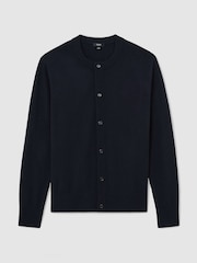 Reiss Navy Stoke Wool-Cashmere Jersey-Knit Cardigan - Image 2 of 6