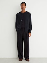 Reiss Navy Stoke Wool-Cashmere Jersey-Knit Cardigan - Image 4 of 6