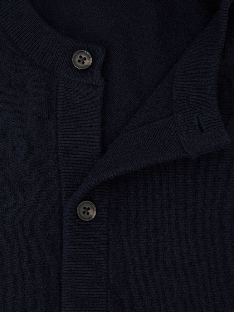 Reiss Navy Stoke Wool-Cashmere Jersey-Knit Cardigan - Image 6 of 6 Reiss Navy Stoke Wool-Cashmere Jersey-Knit Cardigan - Image 6 of 6