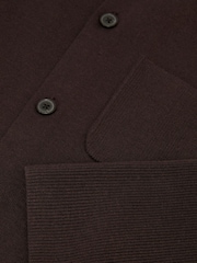 Reiss Chocolate Brown Fitzwilliam Rib-Knit Detail Button-Through Cardigan - Image 7 of 7