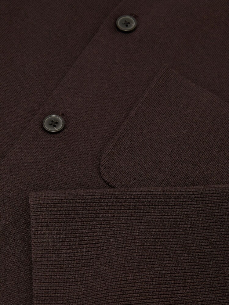 Reiss Chocolate Brown Fitzwilliam Rib-Knit Detail Button-Through Cardigan - Image 7 of 7 Reiss Chocolate Brown Fitzwilliam Rib-Knit Detail Button-Through Cardigan - Image 7 of 7
