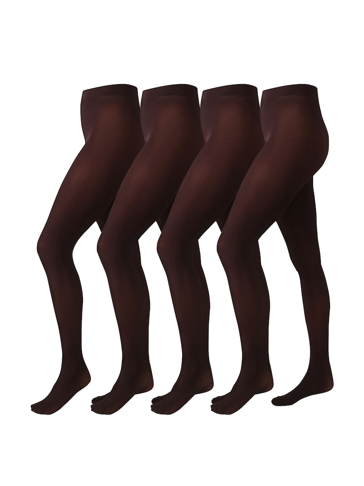 Black/Black/Berry/Chocolate Brown 60 Denier Opaque Tights 4 Pack - Image 1 of 3 Black/Black/Berry/Chocolate Brown 60 Denier Opaque Tights 4 Pack - Image 1 of 3