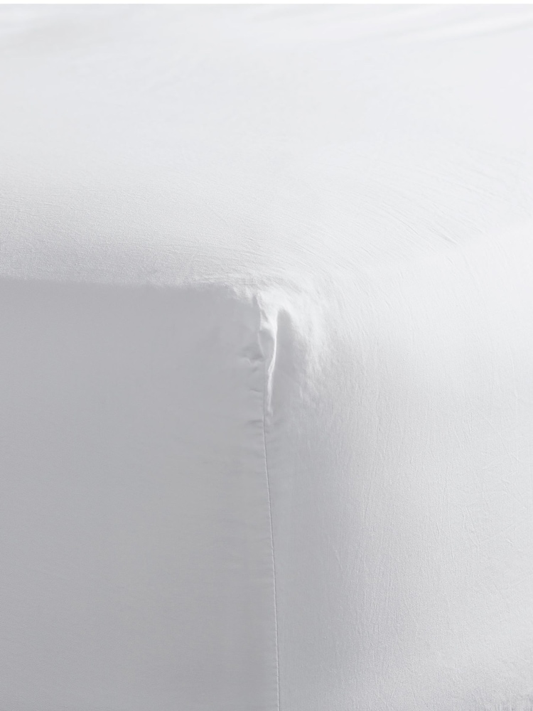 Bedfolk Snow Relaxed Cotton Deep Fitted Sheet - Image 1 of 4