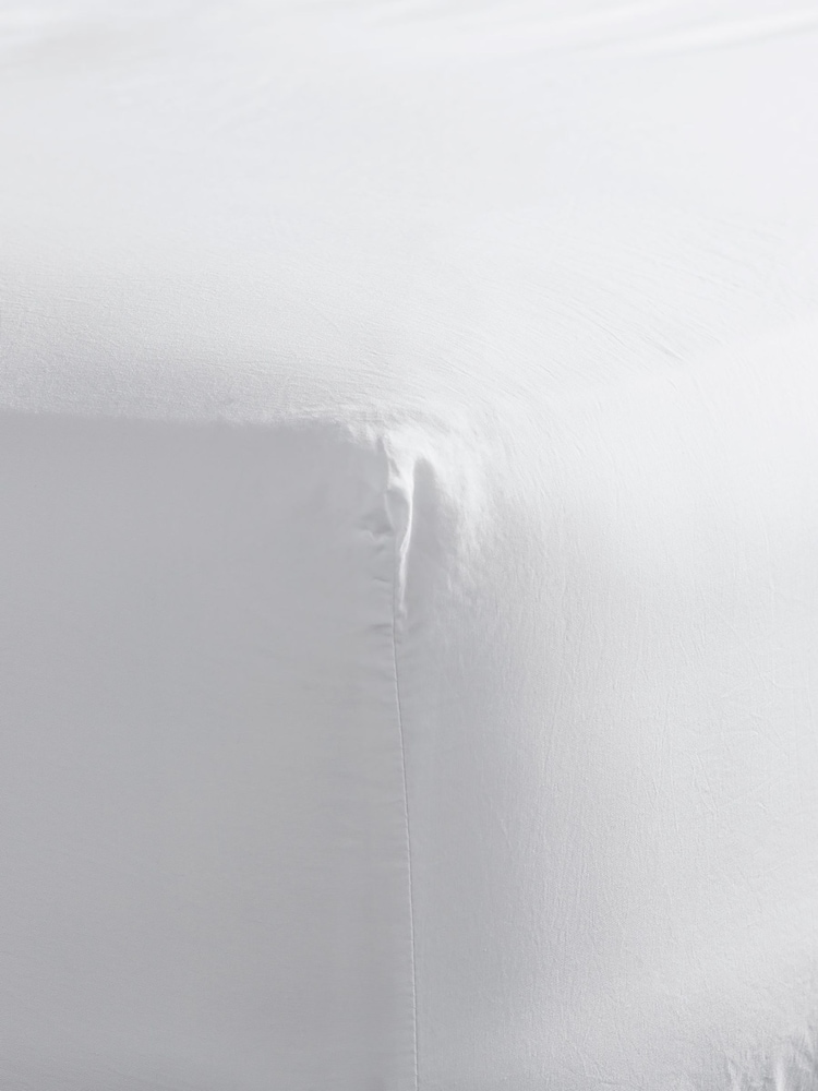 Bedfolk Snow Relaxed Cotton Deep Fitted Sheet - Image 3 of 3