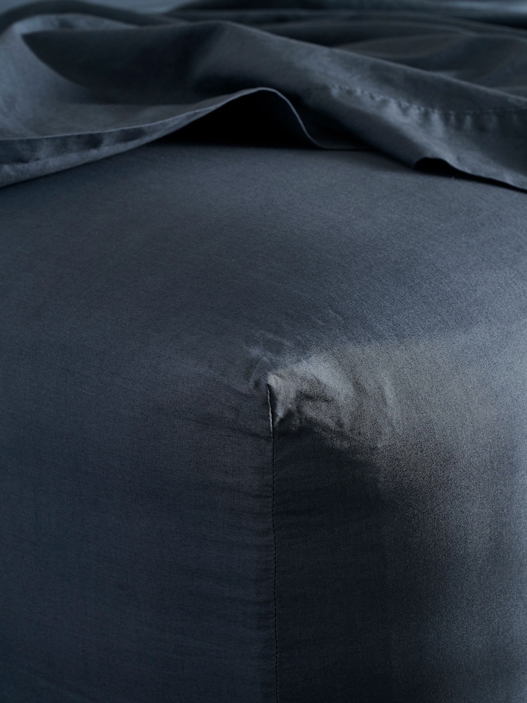 Bedfolk Ink Relaxed Cotton Deep Fitted Sheet - Image 1 of 4