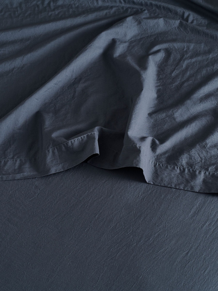 Bedfolk Ink Relaxed Cotton Deep Fitted Sheet - Image 2 of 4