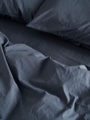 Bedfolk Ink Relaxed Cotton Deep Fitted Sheet - Image 3 of 4