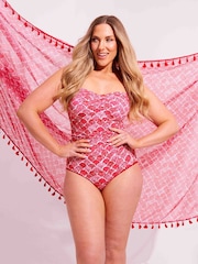 Seaspray Pink Crete Gathered Bandeau Swimsuit - Image 2 of 7