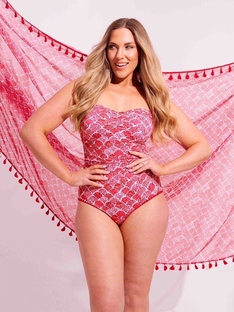 Seaspray Pink Crete Gathered Bandeau Swimsuit - Image 2 of 7