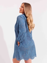 Seaspray Blue Freya Embroidered Dress - Image 2 of 6