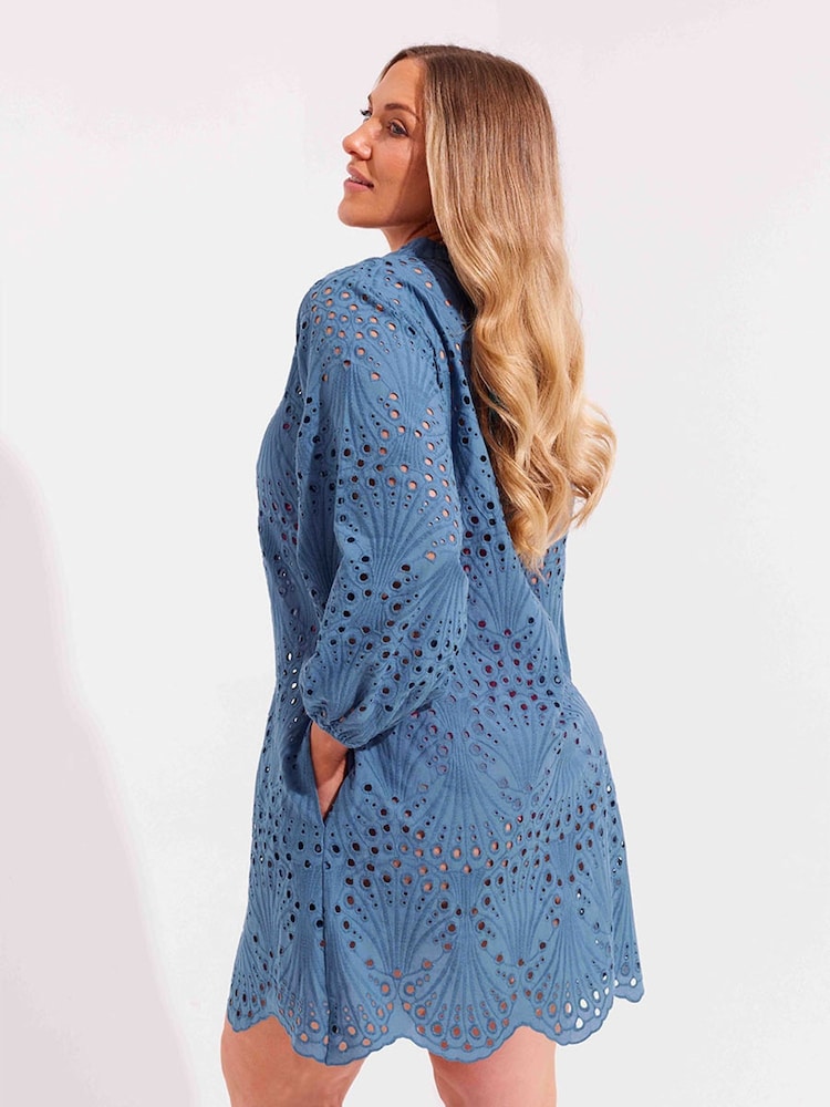 Seaspray Blue Freya Embroidered Dress - Image 2 of 6