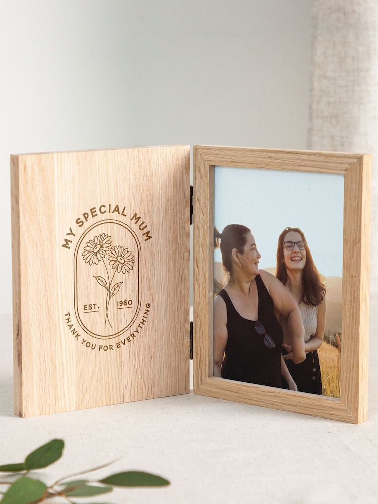Mother's Day Birth Flower Wooden Photo Frame by No Ordinary Gift - Image 1 of 2