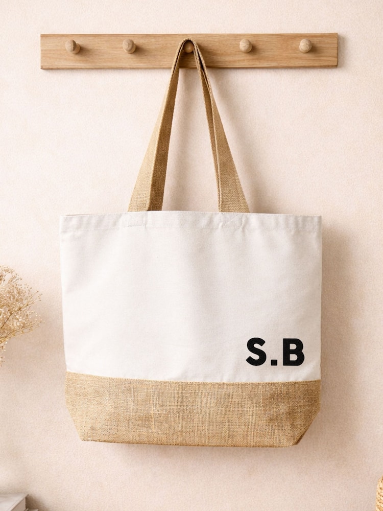 Personalised Block Initials Canvas Tote Bag by No Ordinary Gift - Image 1 of 2 Personalised Block Initials Canvas Tote Bag by No Ordinary Gift - Image 1 of 2