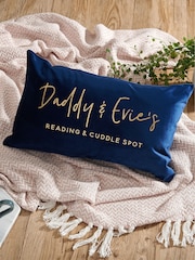 Personalised Daddy Reading Spot Velvet Cushion by No Ordinary Gift - Image 1 of 2