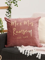 Personalised Mr And Mrs Velvet Cushion by No Ordinary Gift - Image 1 of 2