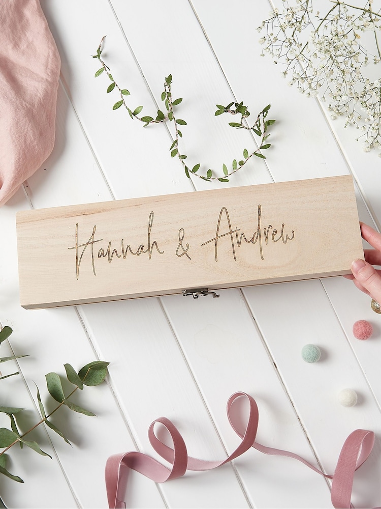 Personalised Wooden Couples Wine Box by No Ordinary Gift - Image 1 of 1