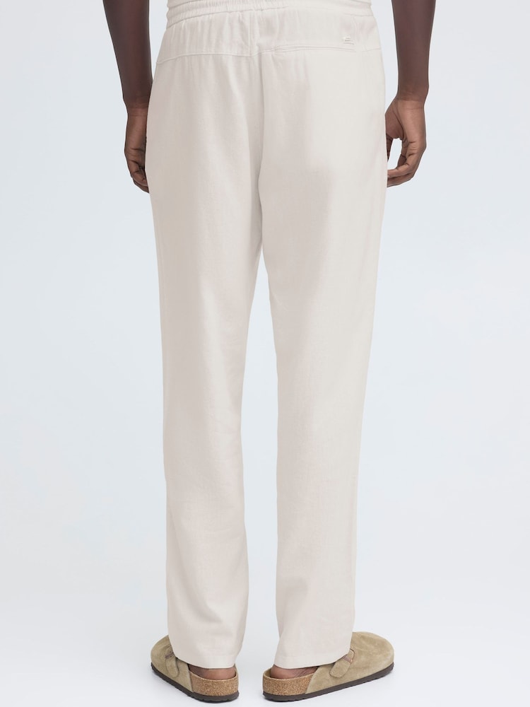 Blend White Malvin Relaxed Linen-Blend Trousers - Image 2 of 8