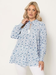 Yours Curve White Embellished Boho Floral Blouse - Image 1 of 5