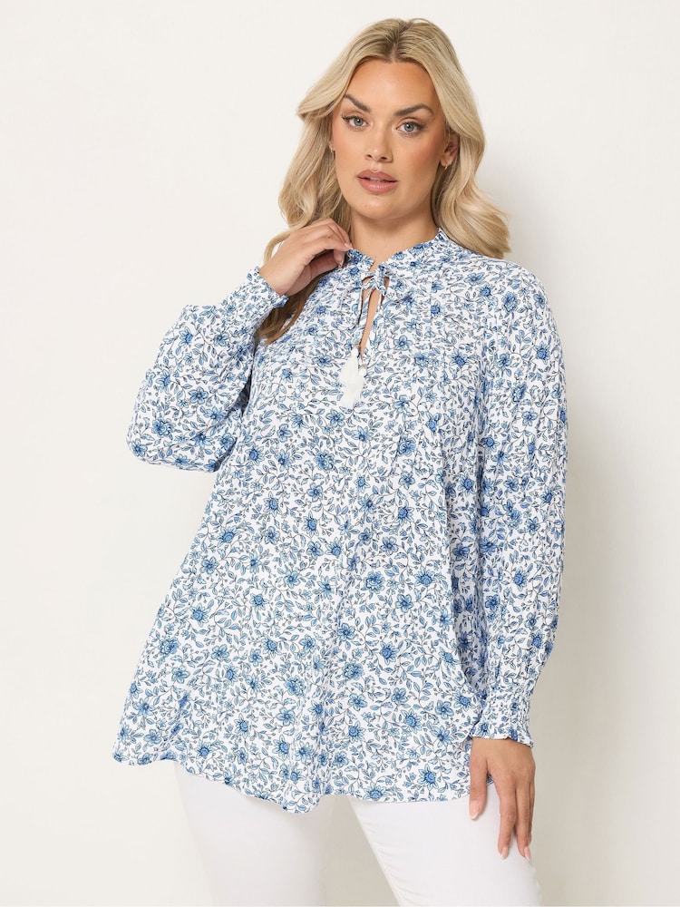 Yours Curve White Embellished Boho Floral Blouse - Image 1 of 5