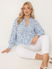 Yours Curve White Embellished Boho Floral Blouse - Image 3 of 5
