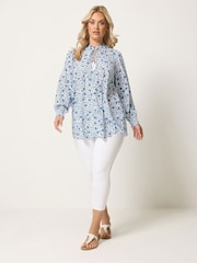 Yours Curve White Embellished Boho Floral Blouse - Image 4 of 5