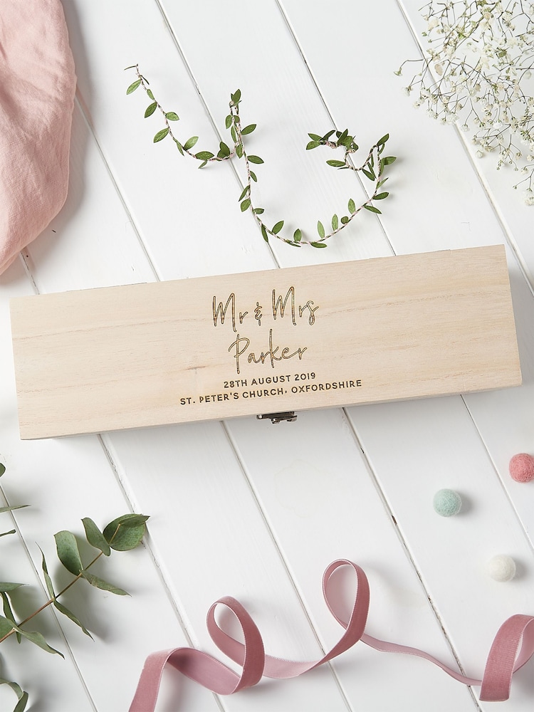 Personalised Wooden Wedding Wine Box by No Ordinary Gift - Image 1 of 1