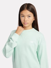 New Balance Green French Terry Small Logo Crew Neck Sweatshirt - Image 5 of 8