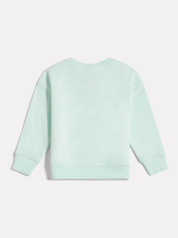 New Balance Green French Terry Small Logo Crew Neck Sweatshirt - Image 2 of 3 New Balance Green French Terry Small Logo Crew Neck Sweatshirt - Image 2 of 3