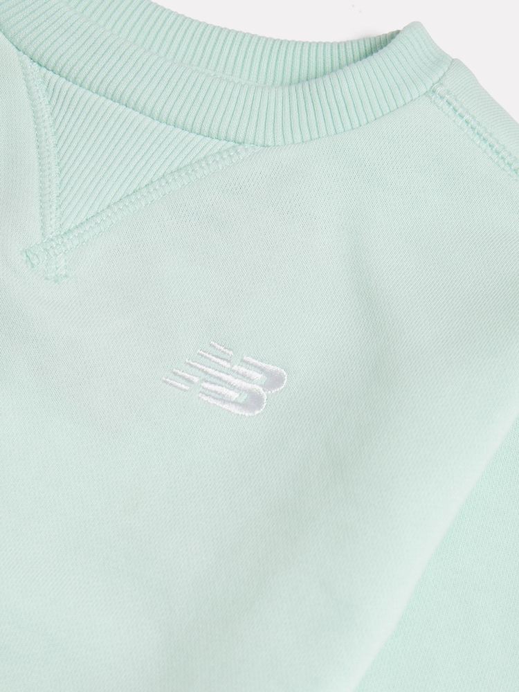 New Balance Green French Terry Small Logo Crew Neck Sweatshirt - Image 3 of 3 New Balance Green French Terry Small Logo Crew Neck Sweatshirt - Image 3 of 3