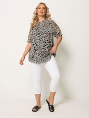 Yours Curve Natural Frill Neck Lined Blouse - Image 2 of 5