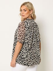 Yours Curve Natural Frill Neck Lined Blouse - Image 3 of 5