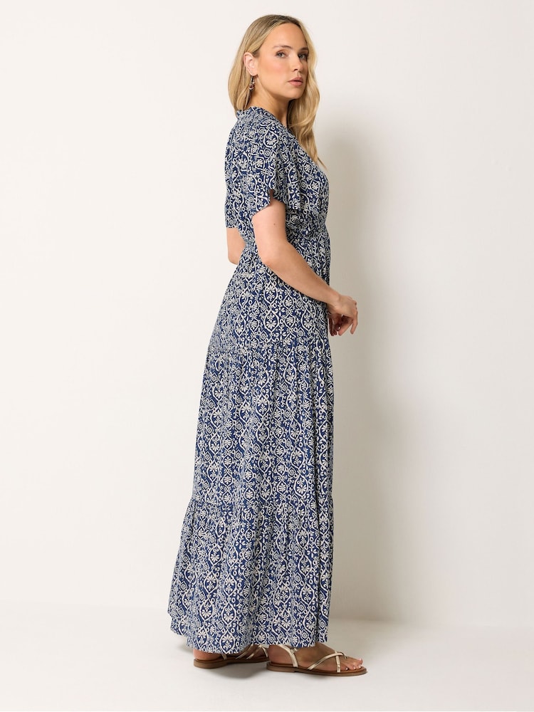 Long Tall Sally Blue Floral Tie Waist Maxi Dress - Image 2 of 5 Long Tall Sally Blue Floral Tie Waist Maxi Dress - Image 2 of 5