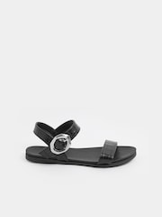 Yours Curve Black Wide Fit Croc Buckle Detail Sandals - Image 3 of 5