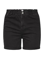 Yours Curve Black Elasticated Waist Turn Up Denim Shorts - Image 6 of 6