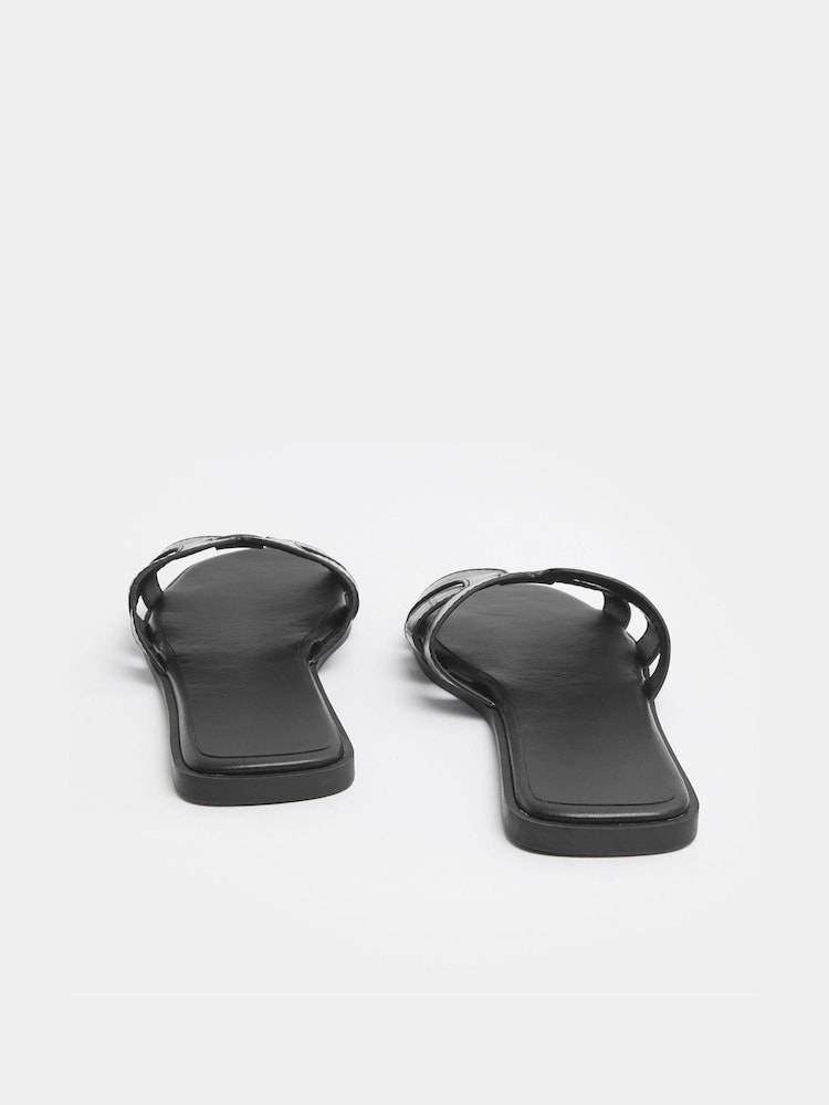 Yours Curve Black Wide Fit Cut Out Mule Sandals - Image 2 of 3