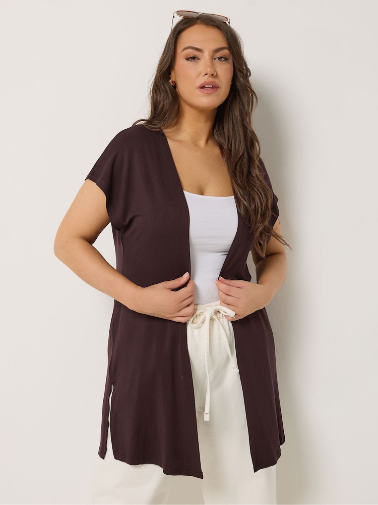 Yours Curve Brown Grown On Sleeve Cover-Up - Image 1 of 6