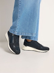 Yours Curve Blue Wide Fit Quilted Wedge Trainers - Image 1 of 5