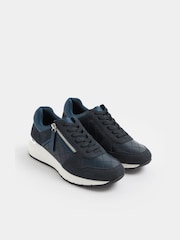 Yours Curve Blue Wide Fit Quilted Wedge Trainers - Image 2 of 5